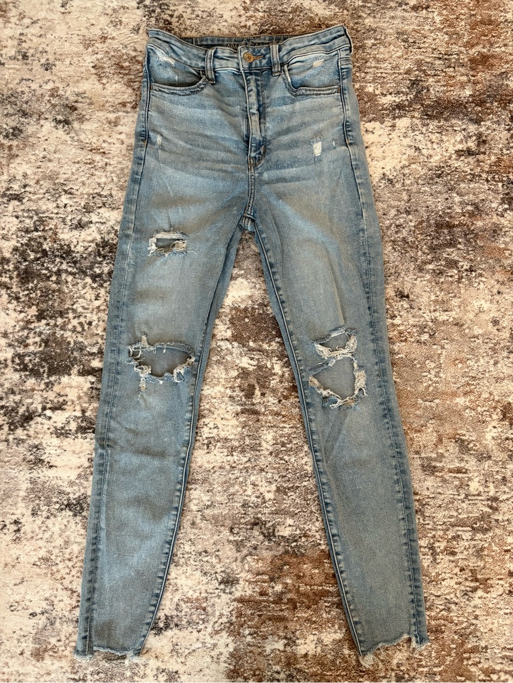 American Eagle Outfitters Light Blue Distressed Skinny Jeans
